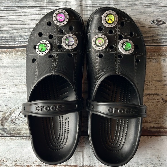 Men’s Crocs Ron English Black with Fun Charms Size-11 - Picture 3 of 11